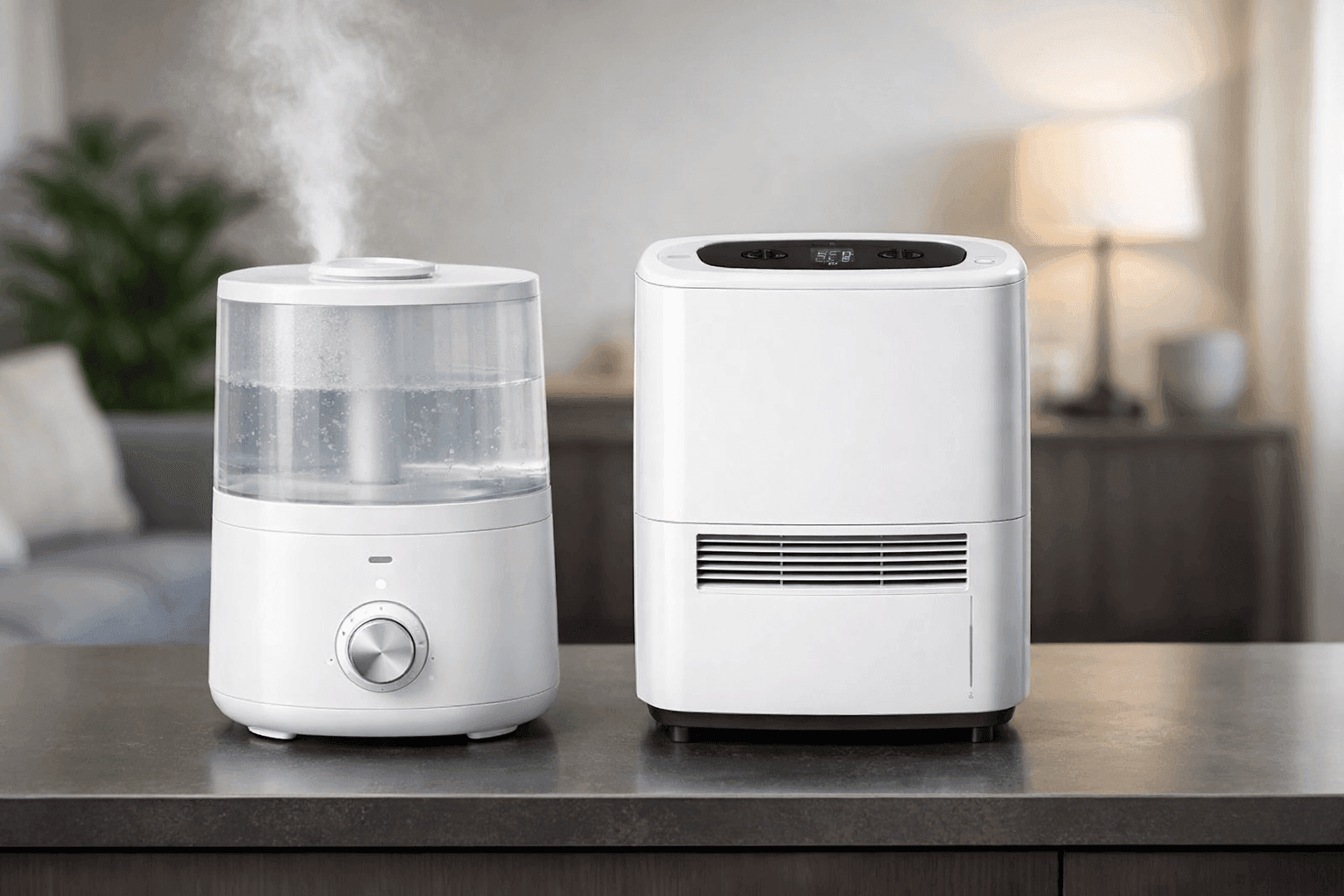 Humidifier and dehumidifier units side by side in clean room